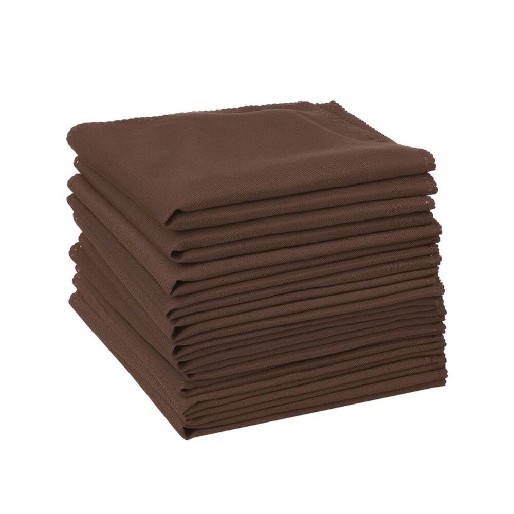 12 Pack Sateen Napkins for Party Wedding Restaurant 12x12 Inch Coffee